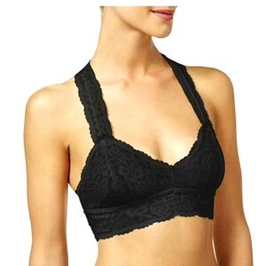 Free People Women's Galloon Lace Racerback Bralette Black Size XL